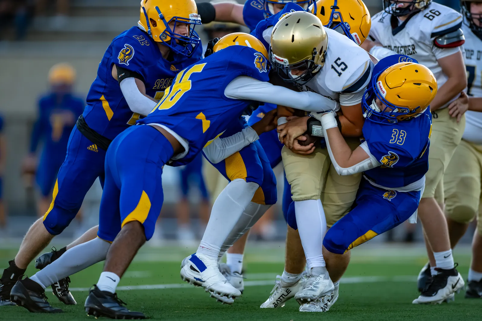 Football action shot — Homestead vs. Bishop Dwenger, Fort Wayne Indiana