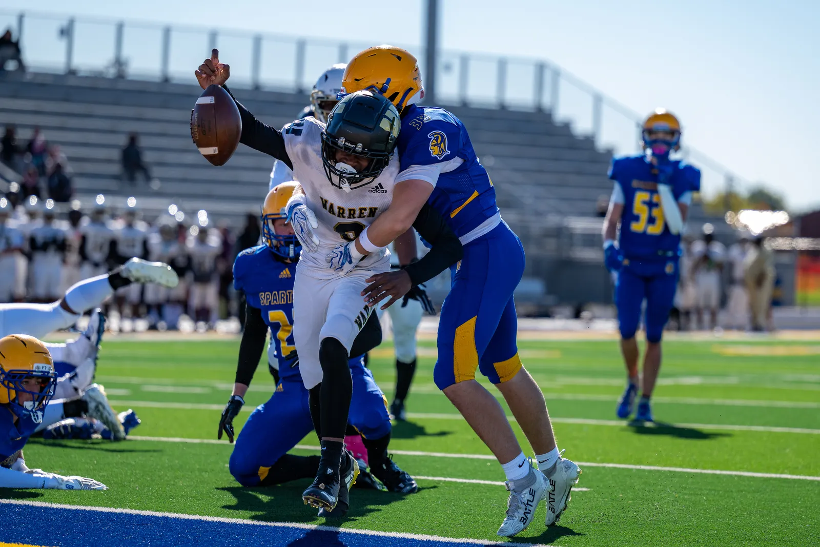 Football action shot — Homestead vs. Warren Central, Fort Wayne Indiana