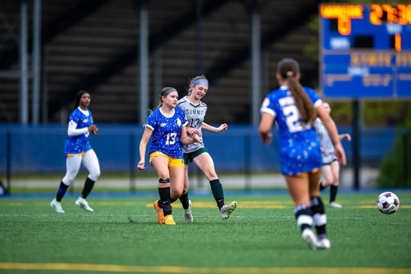 Girls Soccer action shot — Summit vs. Woodside, Fort Wayne Indiana