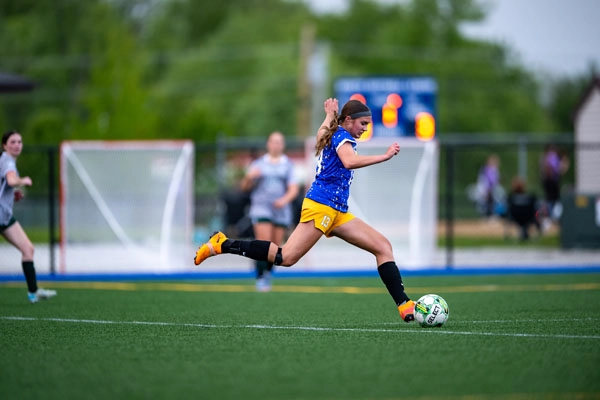 Girls Soccer action shot — Summit vs. Woodside, Fort Wayne Indiana