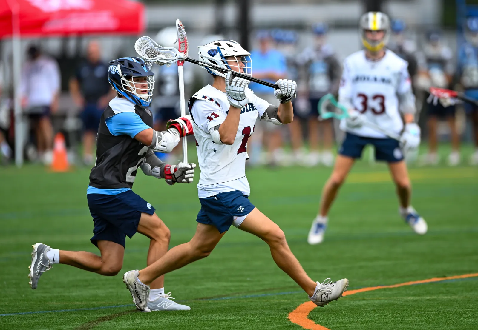 Boys Lacrosse action shot — Indiana All-Stars vs. IMLCA, Fort Wayne Indiana