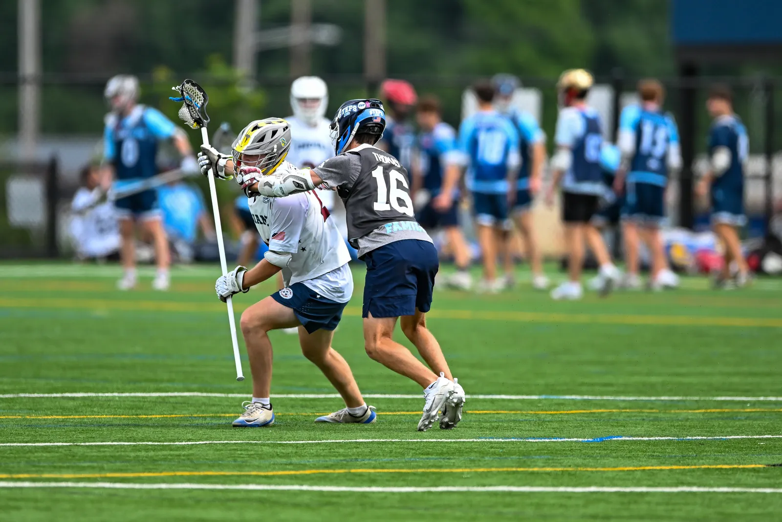 Boys Lacrosse action shot — Indiana All-Stars vs. IMLCA, Fort Wayne Indiana