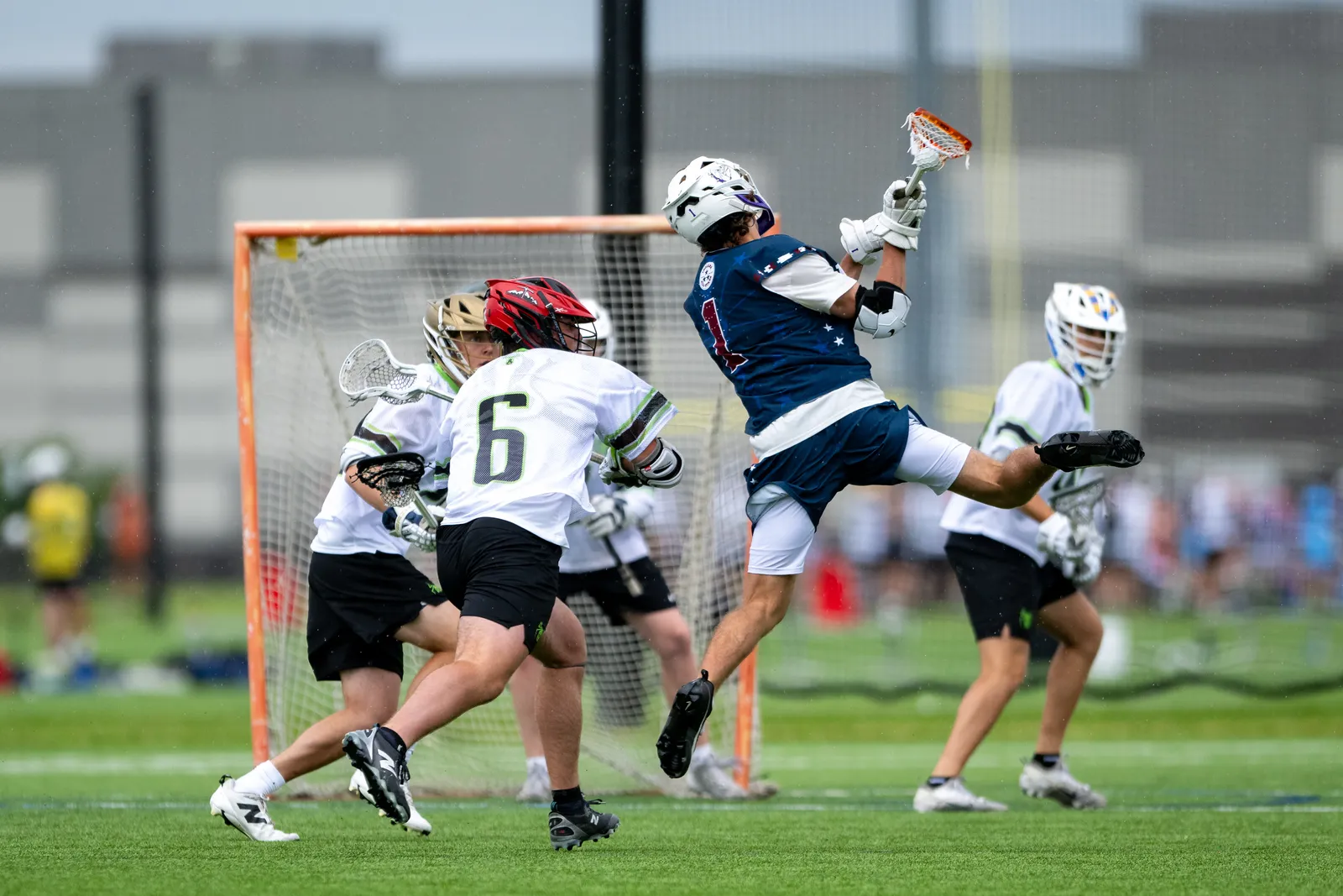 Boys Lacrosse action shot — Indiana All-Stars vs. Great Midwest Showcase, Fort Wayne Indiana