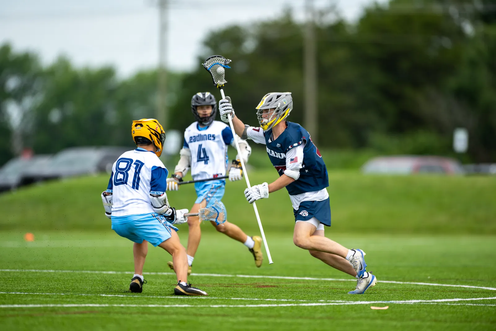 Boys Lacrosse action shot — Indiana All-Stars vs. Great Midwest Showcase, Fort Wayne Indiana