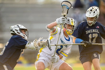 Boys Lacrosse action shot — Homestead vs. Bishop Dwenger, Fort Wayne Indiana