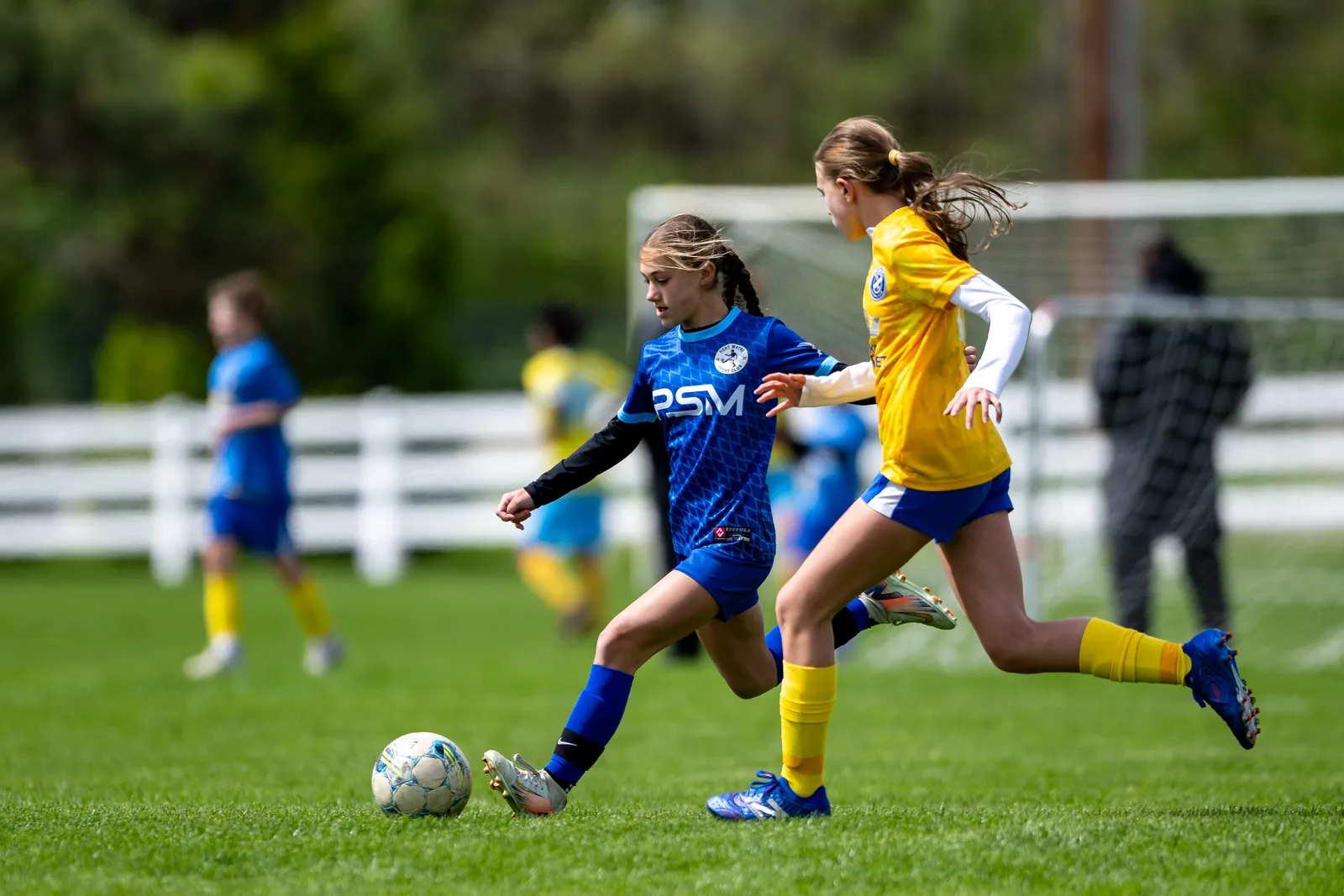 Girls Soccer action shot — Koln vs. Carmel, Fort Wayne Indiana