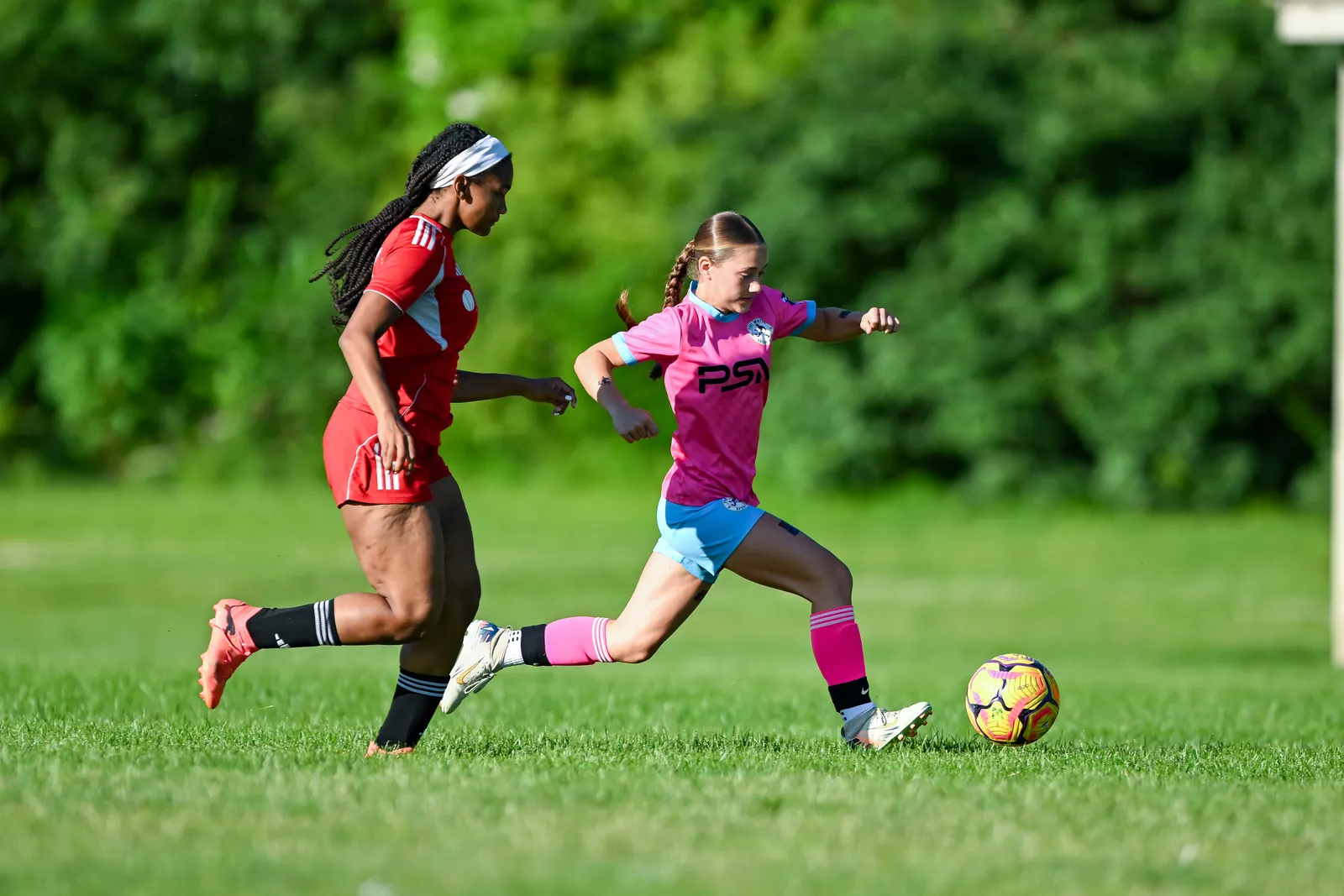 Girls Soccer action shot — Koln vs. Dynamo, Fort Wayne Indiana