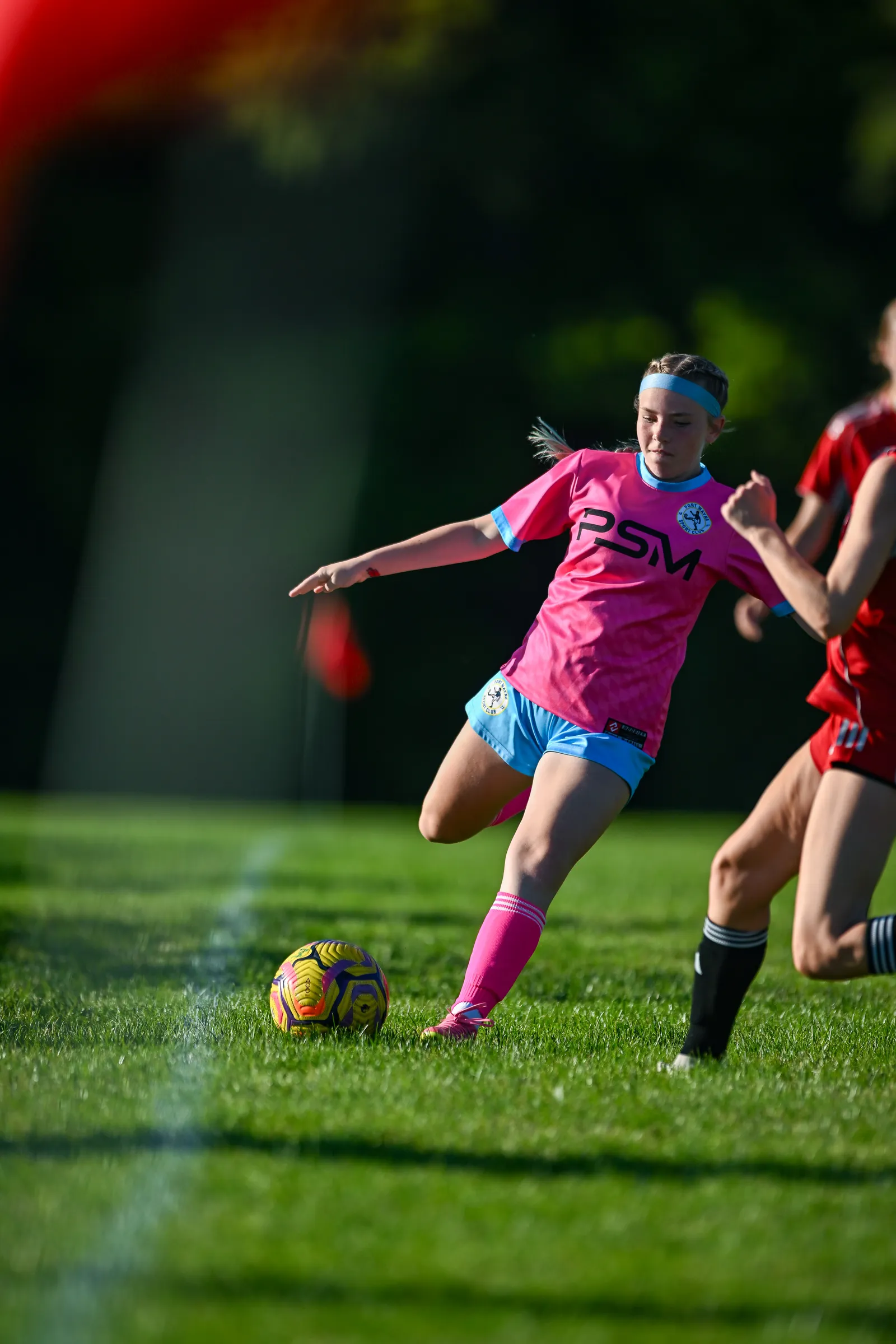 Girls Soccer action shot — Koln vs. Dynamo, Fort Wayne Indiana