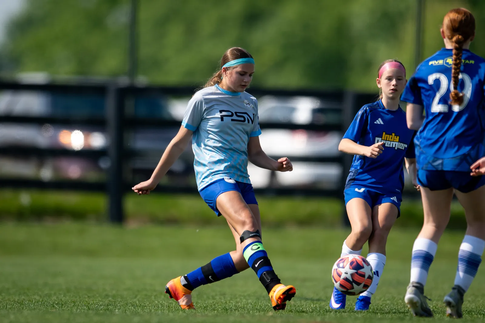 Girls Soccer action shot — Koln vs. Indy Premier, Fort Wayne Indiana