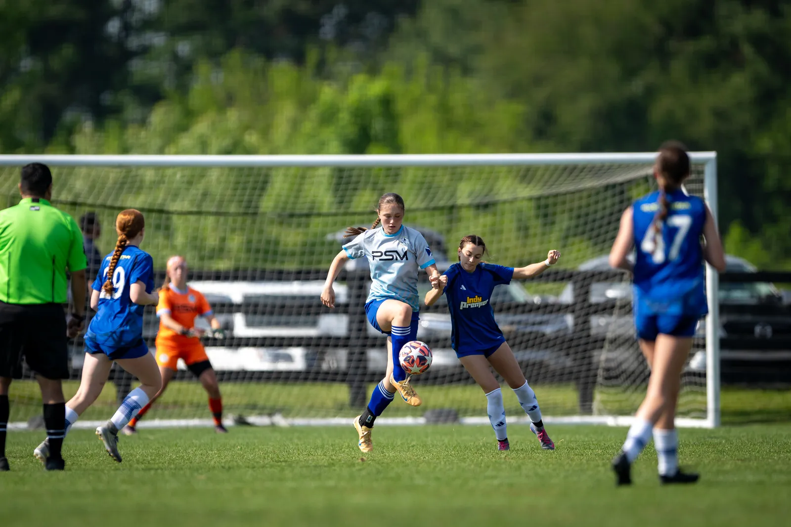 Girls Soccer action shot — Koln vs. Indy Premier, Fort Wayne Indiana
