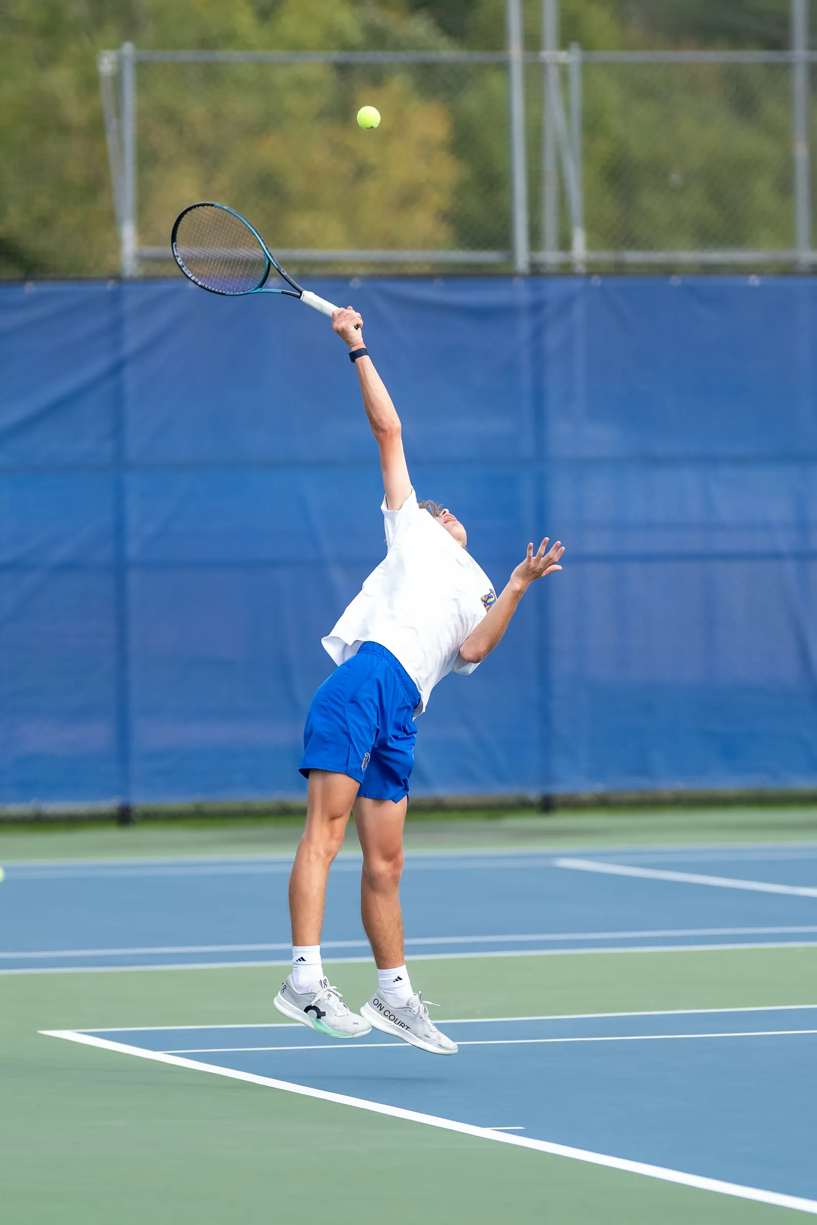 Boys Tennis action shot — Homestead vs. Bishop Luers, Fort Wayne Indiana
