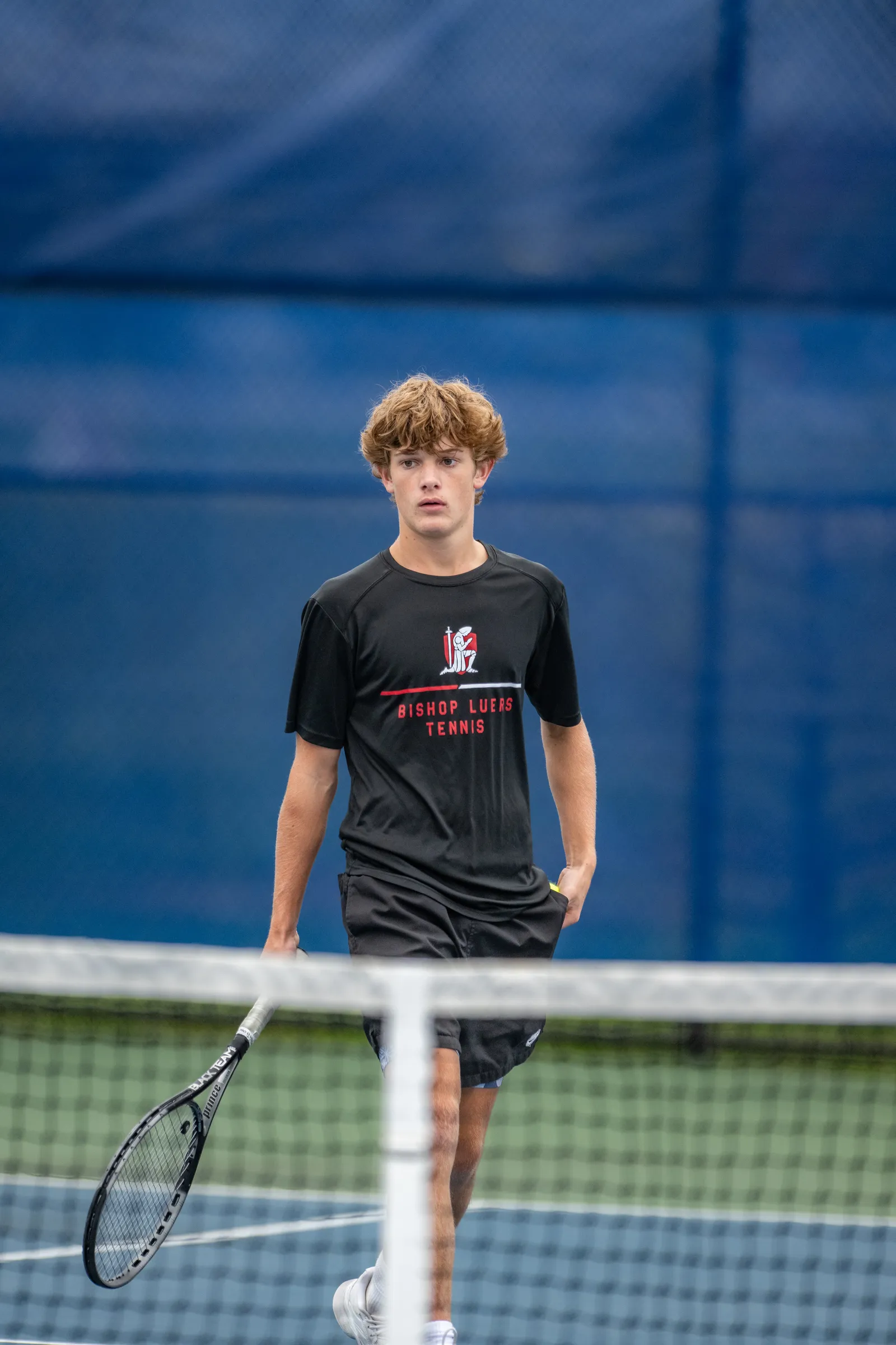 Boys Tennis action shot — Homestead vs. Bishop Luers, Fort Wayne Indiana